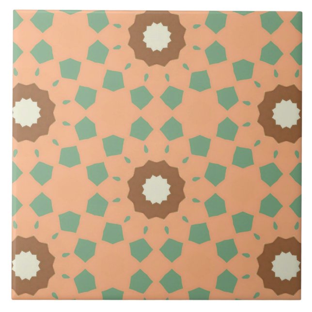 Retro stil sömlöst blommigt mönster kakelplatta (Framsidan)