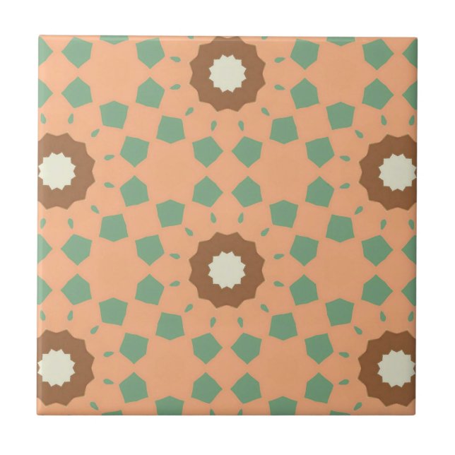 Retro stil sömlöst blommigt mönster kakelplatta (Framsidan)