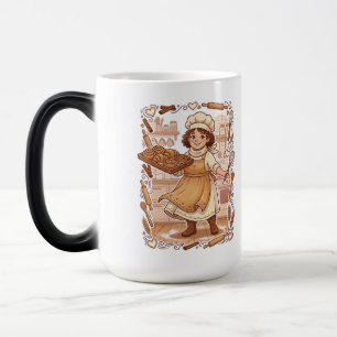 Retro Stil Söt Bakning Konditor Illustration Magisk Mugg