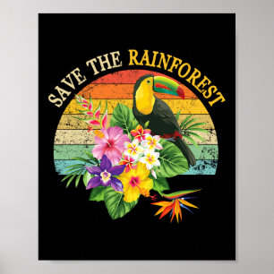 Retro Stil Spara The Rainforest Earth Day Gift Poster