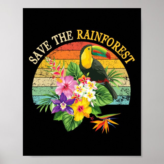 Retro Stil Spara The Rainforest Earth Day Gift Poster (Framsidan)