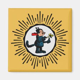 Retro-Stil Starburst Tecknad Kattkvadratmagnet Magnet