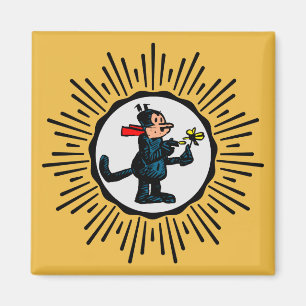 Retro-Stil Starburst Tecknad Kattkvadratmagnet Magnet