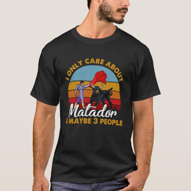 Retro Stil Sunset Matador Bullfigher T Shirt (Framsida)