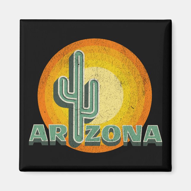 Retro stil sunset with Arizona text design Magnet (Framsidan)