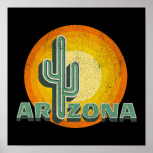 Retro stil sunset with Arizona text design Poster