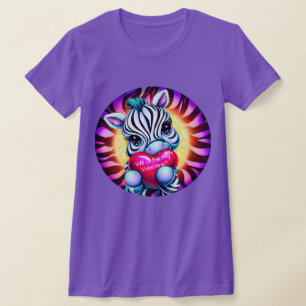 Retro Stil Sweet Zebra Valentine T Shirt