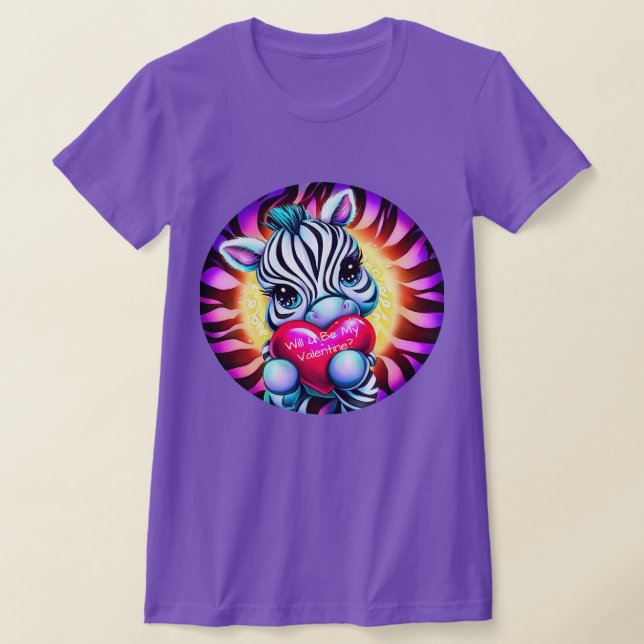 Retro Stil Sweet Zebra Valentine T Shirt (Laydown)