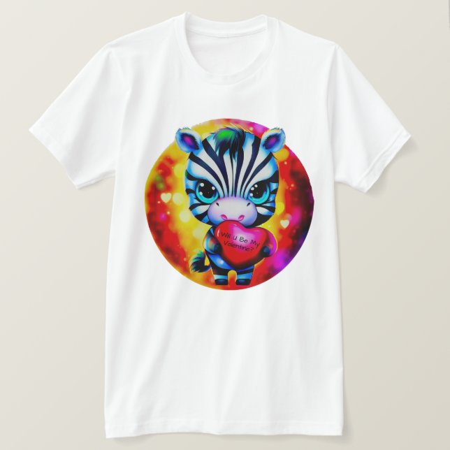 Retro Stil Sweet Zebra Valentine T Shirt (Design framsida)
