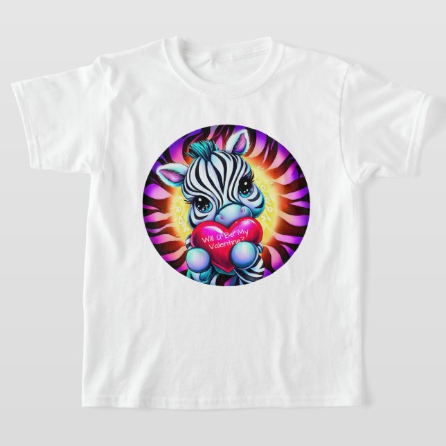 Retro Stil Sweet Zebra Valentine T Shirt (Laydown)