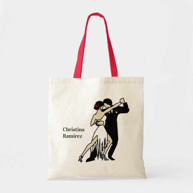 Retro-stil Tango Dancers Tote Bag Tygkasse (Framsidan)