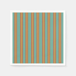 Retro Stil Teal Brown Mustard Stripe Pappersservett