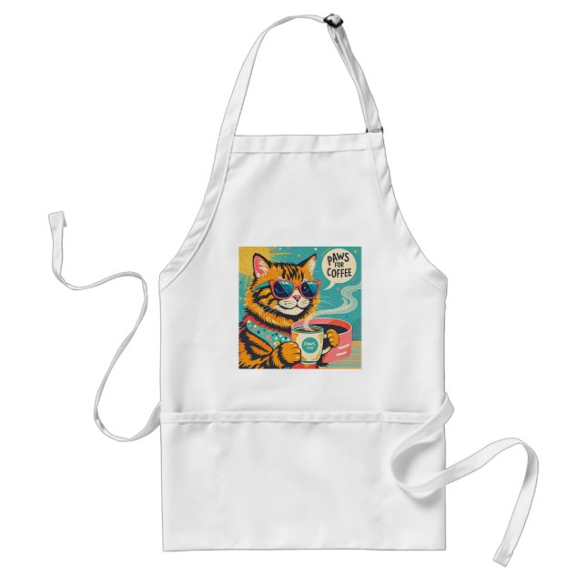 Retro-stil tecknad-katt med överdimensionerad svam förkläde (Framsidan)