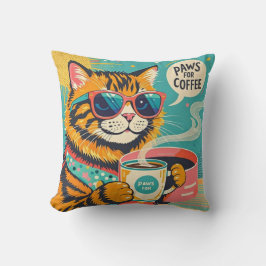 Retro-stil tecknad-katt med överdimensionerad svam kudde