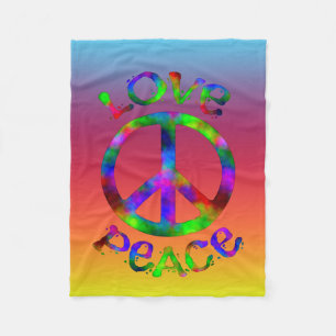 Retro Stil Tie-Dye Peace och Kärlek Fleecefilt