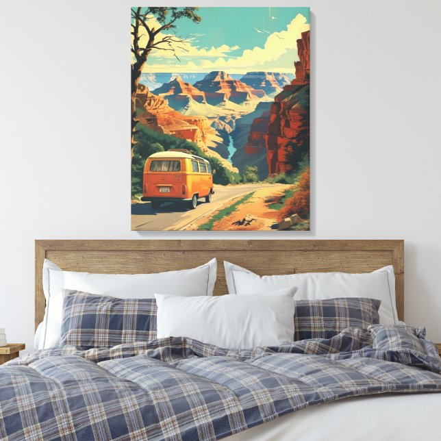 Retro-Stil Travel Poster - Grand Canyon Äventyr Canvastryck (Insitu (sovrum))