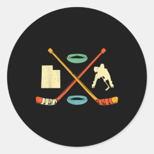 Retro stil Utah ishockeyspelare present fältlag Runt Klistermärke