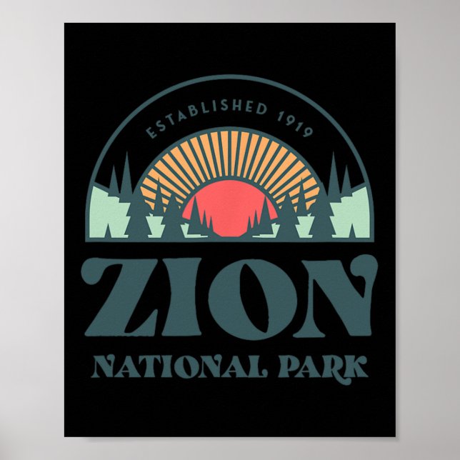 Retro Stil Utah Zion nationalpark Poster (Framsidan)