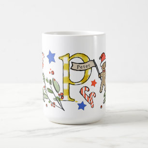 Retro Stil, utsöndrade julmunogram P med Namn Kaffemugg