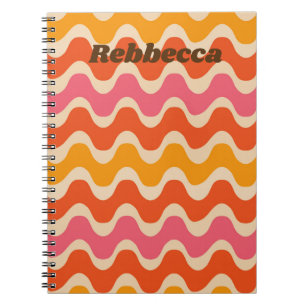 Retro Stil Vågar i rosa orange röd personlig Anteckningsbok