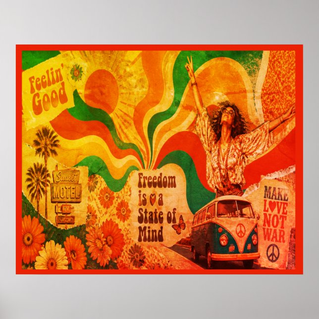 Retro stil väggdekor med funky slang från 1970-tal poster (Framsidan)