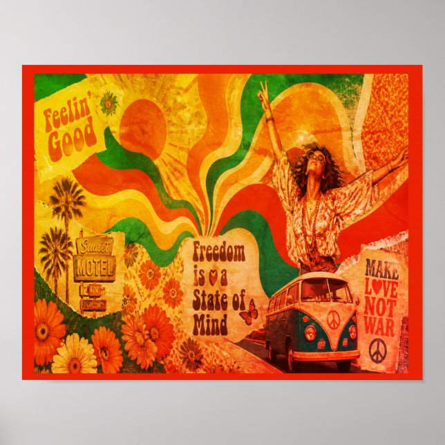 Retro stil väggdekor med funky slang från 1970-tal poster (Framsidan)