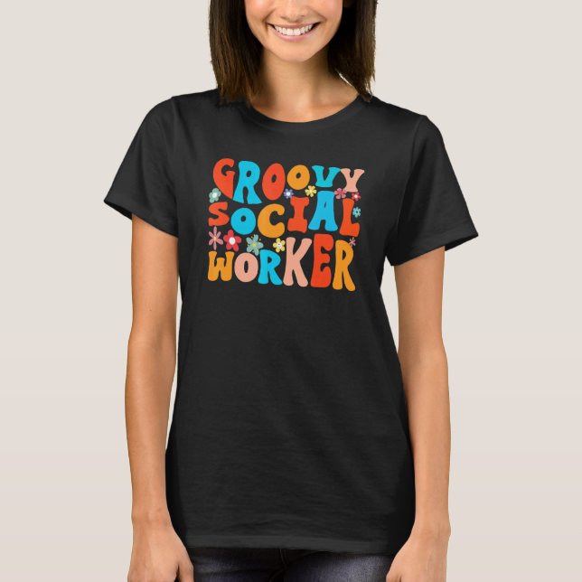 Retro Stil Vågigt Groovy Social Worker T Shirt (Framsida)