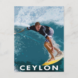 Retro Stil vycard Surfing Sri Lanka Ceylon Vykort