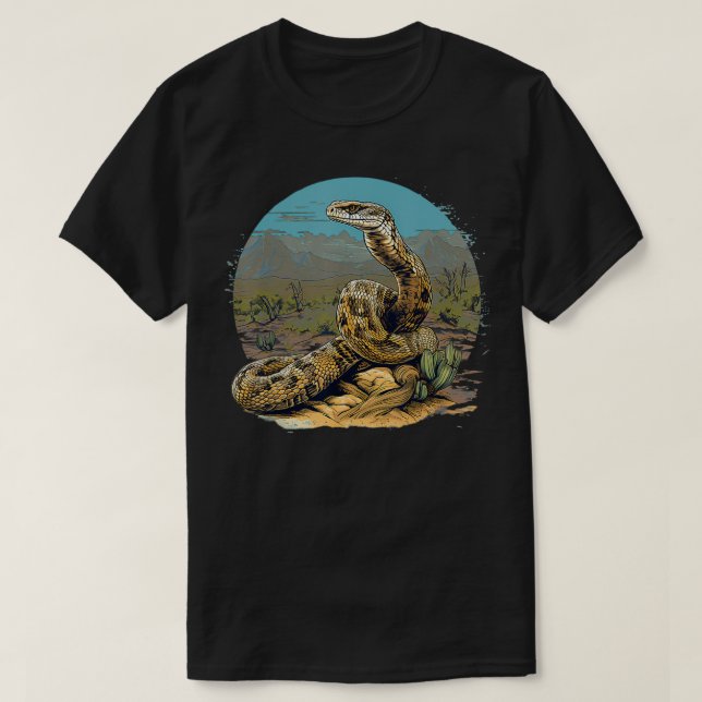 Retro Stil Western Diamondback Rattlesnake T Shirt (Design framsida)