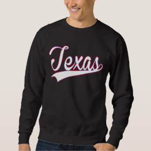 Retro Stil White Färg Brev Texas Texas-staten Texa Lång Ärmad Tröja
