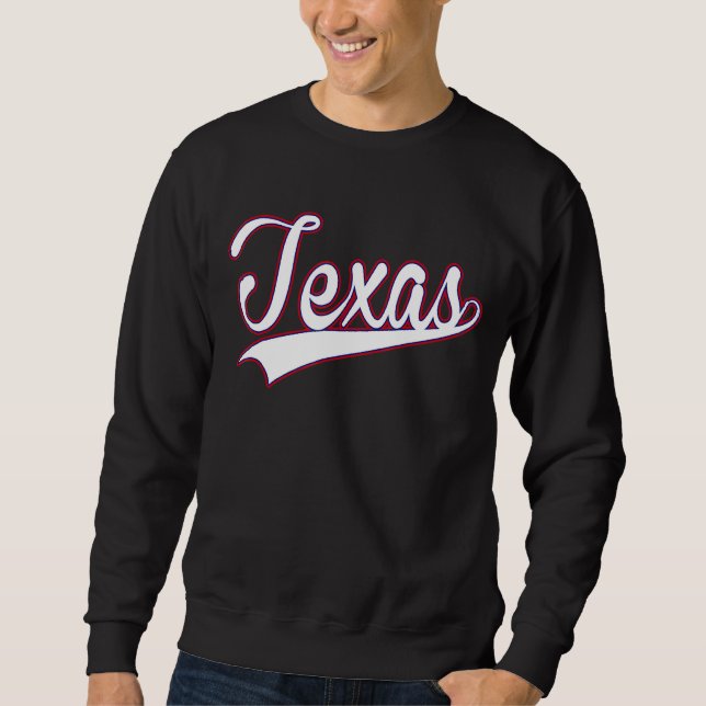 Retro Stil White Färg Brev Texas Texas-staten Texa Lång Ärmad Tröja (Framsida)
