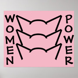 Retro Stil Women Power Pussy Cat Öron Poster