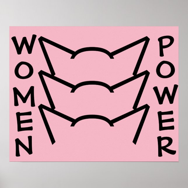 Retro Stil Women Power Pussy Cat Öron Poster (Framsidan)
