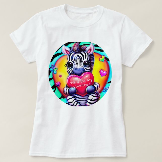 Retro Stil Zebra Valentine T Shirt (Design framsida)