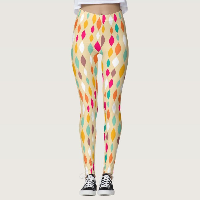 Retro stilabstraktmönster leggings (Framsida)