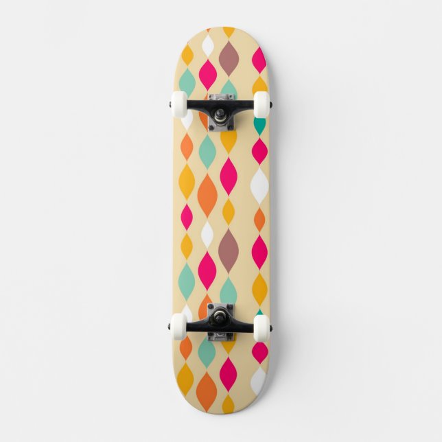 Retro stilabstraktmönster skateboard bräda 20,5 cm (Framsida)