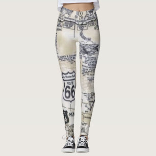 Retro stildamasker för rutt 66 leggings