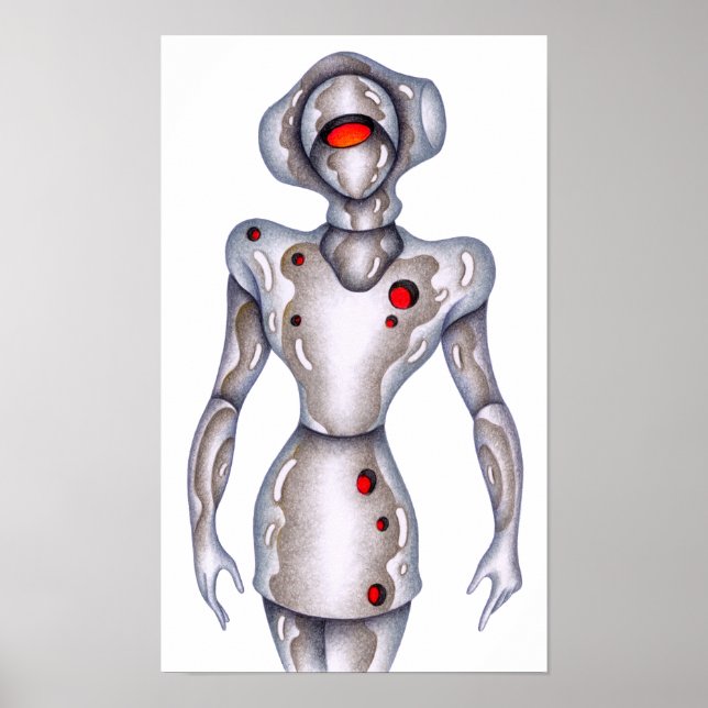 Retro-stiliserad humanoid robot. poster (Framsidan)