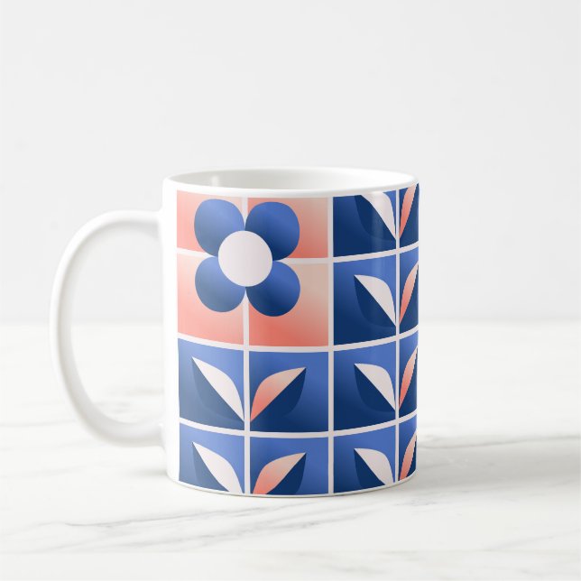 Retro stiliserade blommor: mosaic mönster. kaffemugg (Vänster)
