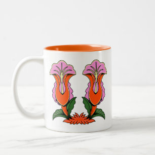 Retro Stiliskt Liljeblomster Botanisk Två-Tonad Mugg