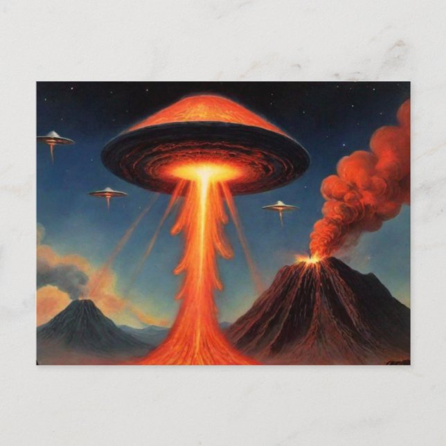 Retro Stilmässig Science Fiction Rymdskepp Postkor Vykort (Framsida)