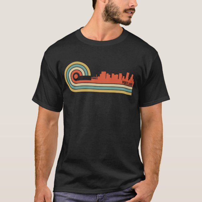Retro stilPortland Oregon horisont T-shirt (Framsida)