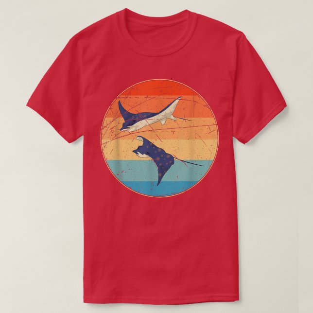 Retro Stingray Ocean Animal Manta Ray  T Shirt (Design framsida)