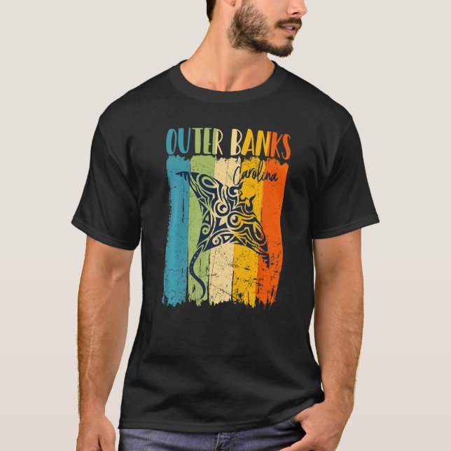 Retro Stingray Outer Banker Carolina Theme Friends T Shirt (Framsida)