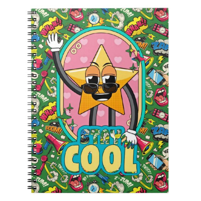 Retro Stjärna Anteckningsbok Stay Cool (Framsidan)