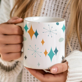 Retro Stjärnexplosion Mid Century Modernt Mönster Kaffemugg