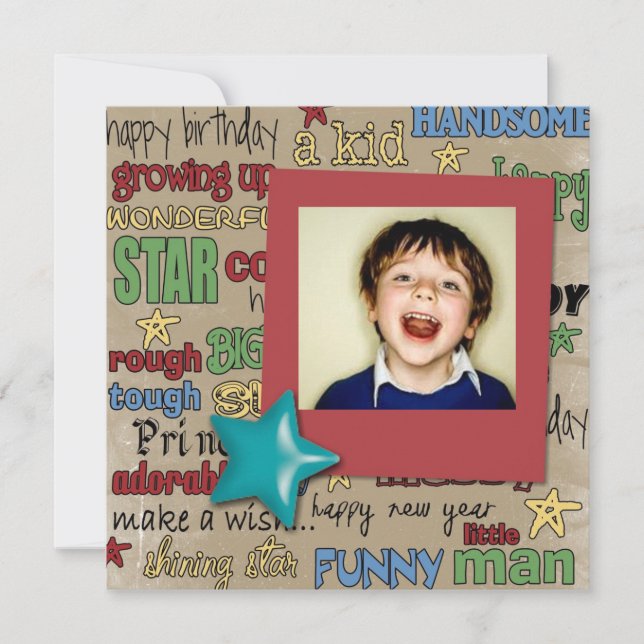 Retro stjärnor fotofödelsedagsinbjudningar för lju inbjudningar (Framsida)