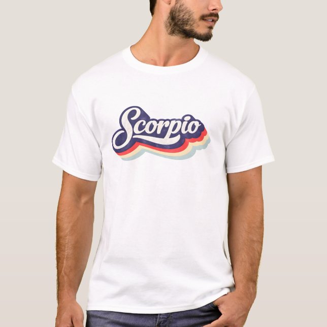 Retro Stjärntecken Skorpion T Shirt (Framsida)