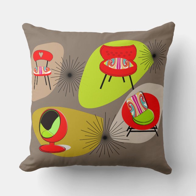 Retro stolar Psttern för modernt mitt- århundrade Kudde (Framsida)