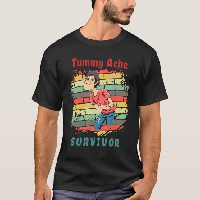 Retro Stomachache IBS  Tummy Ache Survivor T Shirt (Framsida)